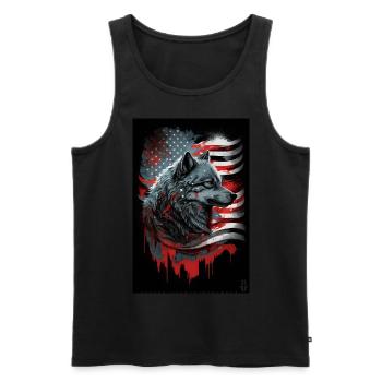 Wolf Design by ART8NS Art on Streetwear S 17of25 - Männer Premium Bio Tank Top - Schwarz - Vorne - Michal (187cm)