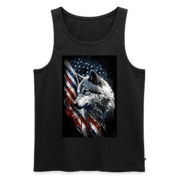 Wolf Design par ART8NS Art sur Streetwear S 08of25 - Débardeur bio Premium Homme - noir - Devant - Michal (187cm)