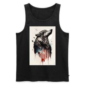 Wolf Design by ART8NS Art on Streetwear S 13of25 - Men's Premium Organic Tank Top - black - Front - AI Model Male 178 light (178cm)