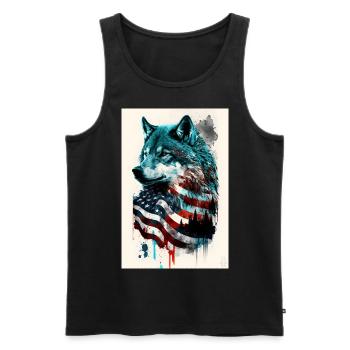 Wolf Design by ART8NS Art on Streetwear S 15of25 - Männer Premium Bio Tank Top - Schwarz - Vorne - Michal (187cm)