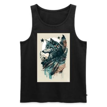 Wolf Design par ART8NS Art on Streetwear S 21of25 - Débardeur bio Premium Homme - noir - Devant - Michal (187cm)