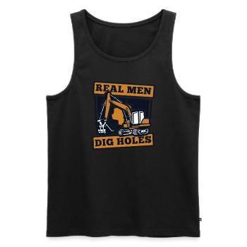 Real Men Dig Holes Excavator Seilbagger - Männer Premium Bio Tank Top - Schwarz - Vorne - AI Model Male 178 light (178cm)