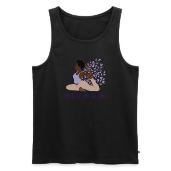 Yoga Is My Therapy Hatha Asanas Kundalini - Men's Premium Organic Tank Top - black - Front - AI Model Male 178 light (178cm)