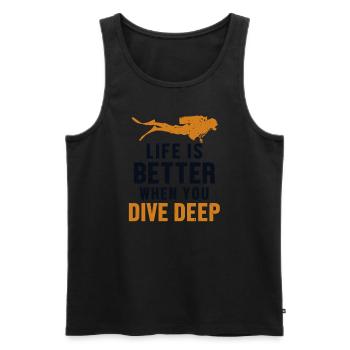 Life Is Better When You Dive Deep Taucherbrille - Männer Premium Bio Tank Top - Schwarz - Vorne - Michal (187cm)