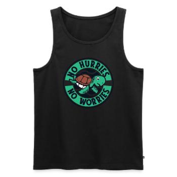 No Hurries No Worries Landschildkröte Schildkröte - Männer Premium Bio Tank Top - Schwarz - Vorne - Michal (187cm)