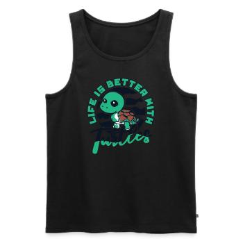 La vie est meilleure avec les tortues tortue - Débardeur bio Premium Homme - noir - Devant - Michal (187cm)