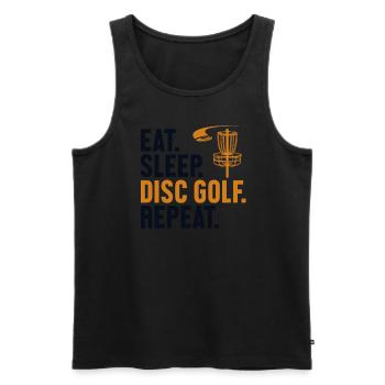 Eat Sleep Disc Golf Repeat Disc Golfer Frisbee - Männer Premium Bio Tank Top - Schwarz - Vorne - Michal (187cm)