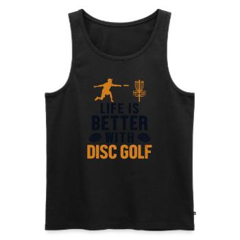 Life is Better with Disc Golf Frisbee Golf - Men's Premium Organic Tank Top - black - Front - AI Model Male 178 light (178cm)