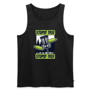 Stupid Tree Frisbee Golf Basket Disc Disc Golfer - Men's Premium Organic Tank Top - black - Front - AI Model Male 178 light (178cm)