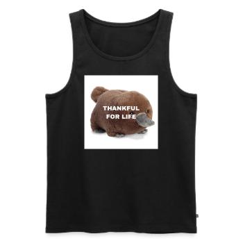 PLATYPUS THANKFUL FOR LIFE - Men's Premium Organic Tank Top - black - Front - AI Model Male 178 light (178cm)
