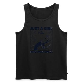 Just A Girl Who Loves Space Kosmologe Astronomie - Männer Premium Bio Tank Top - Schwarz - Vorne - Michal (187cm)