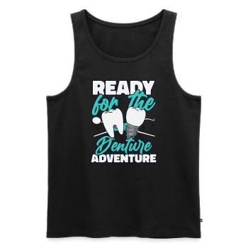 Ready For The Denture Adventure Dental Lab - Men's Premium Organic Tank Top - black - Front - AI Model Male 178 light (178cm)