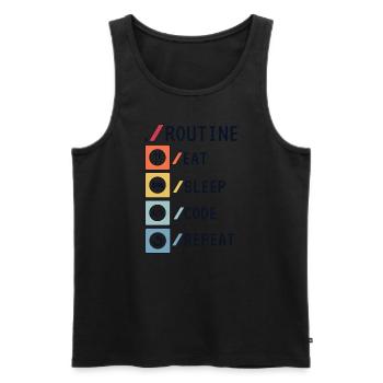 Routine Eat Sleep Code Repeat Developer Coder - Débardeur bio Premium Homme - noir - Devant - Michal (187cm)