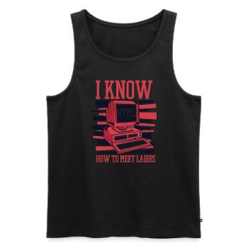 I Know Hot To Meet Ladies Developer Coder - Men's Premium Organic Tank Top - black - Front - AI Model Male 178 light (178cm)