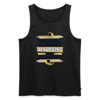 Walking Running Debugging Release Day Coder - Débardeur bio Premium Homme - noir - Devant - Michal (187cm)