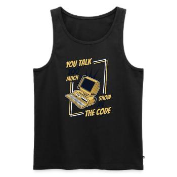 Tu parles trop Montrez-moi le développeur de code - Débardeur bio Premium Homme - noir - Devant - Michal (187cm)