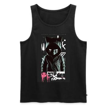 Crazy Graffiti Cat by ART8NS Art ON Streetwear - Männer Premium Bio Tank Top - Schwarz - Vorne - AI Model Male 178 light (178cm)