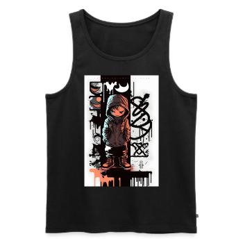 Robot by ART8NS - Art ON Streetwear - Débardeur bio Premium Homme - noir - Devant - Michal (187cm)