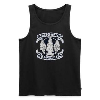Easily Distracted By Arrowheads Jagdspitzen - Men's Premium Organic Tank Top - black - Front - AI Model Male 178 light (178cm)