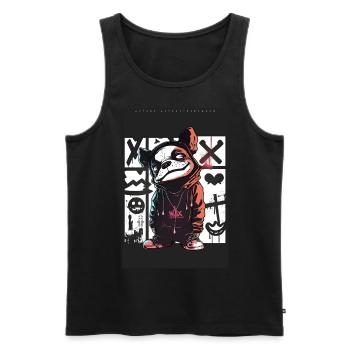 Bulldog par ART8NS - Art ON Streetwear - Débardeur bio Premium Homme - noir - Devant - Michal (187cm)