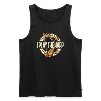 I Play The Harp Concert Harp Harp Music Harp - Men's Premium Organic Tank Top - black - Front - AI Model Male 178 light (178cm)