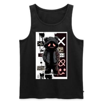Cyber Teddy by ART8NS - Art ON Streetwear - Männer Premium Bio Tank Top - Schwarz - Vorne - AI Model Male 178 light (178cm)