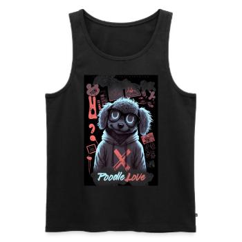 Poodle Love par ART8NS - Art ON Streetwear - Débardeur bio Premium Homme - noir - Devant - AI Model Male 178 light (178cm)