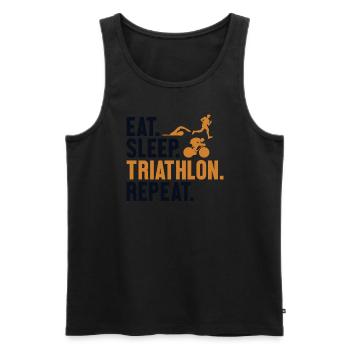 Eat Sleep Triathlon Repeat Triathlete Training - Men's Premium Organic Tank Top - black - Front - AI Model Male 178 light (178cm)