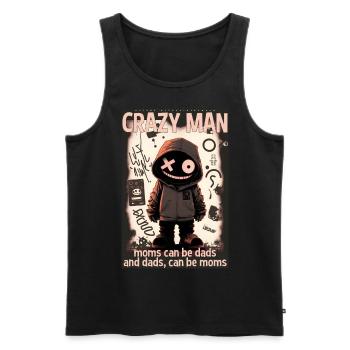 Crazy man par ART8NS - Art ON Streetwear - Débardeur bio Premium Homme - noir - Devant - Michal (187cm)