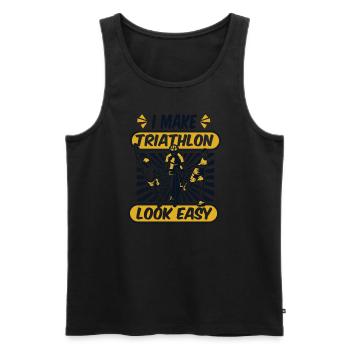 I Make Triathlon Look Easy Triathlete Training - Men's Premium Organic Tank Top - black - Front - AI Model Male 178 light (178cm)