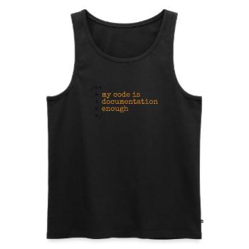 Mon code est assez documenté développeur - Débardeur bio Premium Homme - noir - Devant - AI Model Male 178 light (178cm)