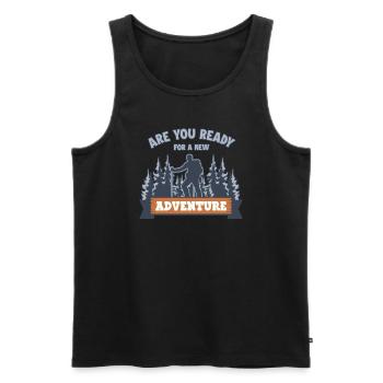 Ready For New Adventure Hiking Trekking - Männer Premium Bio Tank Top - Schwarz - Vorne - Michal (187cm)