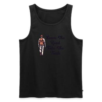 Quitter la route Prendre des sentiers Randonnée Trekking - Débardeur bio Premium Homme - noir - Devant - Michal (187cm)