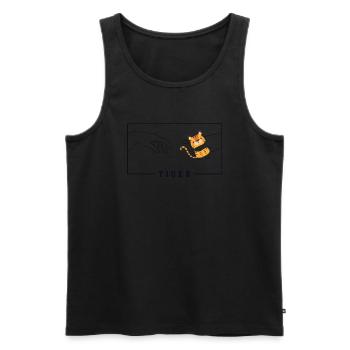 Michel-Ange Création d’Adam Tigre Sibérien - Débardeur bio Premium Homme - noir - Devant - AI Model Male 178 light (178cm)