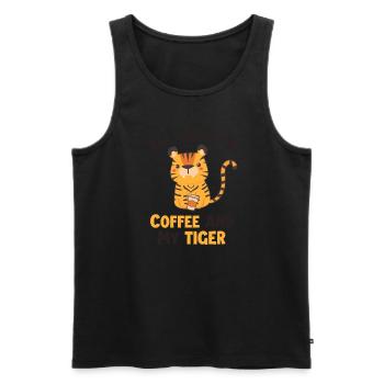 Coffee and my Tiger Königstiger Wildkatze - Männer Premium Bio Tank Top - Schwarz - Vorne - AI Model Male 178 light (178cm)