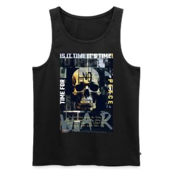 NO war par ART8NS - Art ON Streetwea - Débardeur bio Premium Homme - noir - Devant - AI Model Male 178 light (178cm)