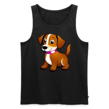 Kleiner brauner Hund, stehend - Männer Premium Bio Tank Top - Schwarz - Vorne - AI Model Male 178 light (178cm)
