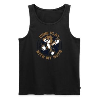 Come Play With My Nuts Grauhörnchen Squirrel - Männer Premium Bio Tank Top - Schwarz - Vorne - Michal (187cm)
