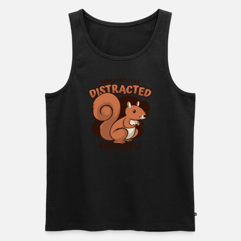 Sometimes I Get Distracted Grauhörnchen - Männer Premium Bio Tank Top - Schwarz