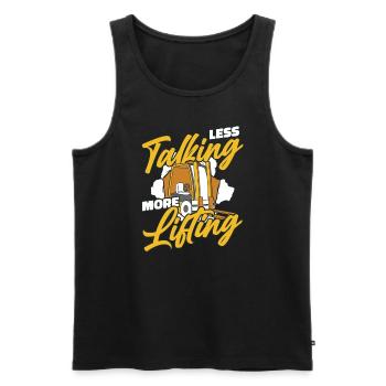 Less Talking More Lifting Telehandler - Men's Premium Organic Tank Top - black - Front - AI Model Male 178 light (178cm)