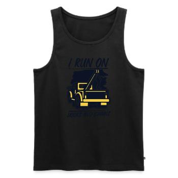 Je cours sur crochets et chaînes conducteur de remorquage - Débardeur bio Premium Homme - noir - Devant - Michal (187cm)