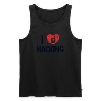 J’adore Hacking Phishing Sniffer Social - Débardeur bio Premium Homme - noir - Devant - AI Model Male 178 light (178cm)