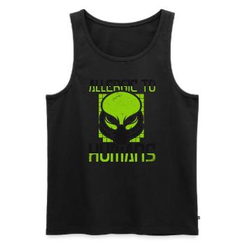 Allergic To Humans Ufo Conspiracy Extraterrestrial - Men's Premium Organic Tank Top - black - Front - Michal (187cm)