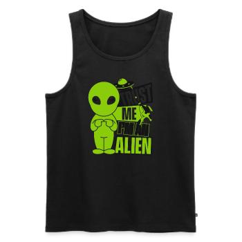 Croyez-moi, je suis une conspiration extraterrestre d’ovnis - Débardeur bio Premium Homme - noir - Devant - AI Model Male 178 light (178cm)