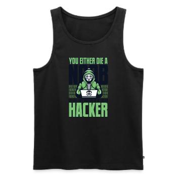 Vivre assez longtemps pour être appelé renifleur de hacker - Débardeur bio Premium Homme - noir - Devant - AI Model Male 178 light (178cm)