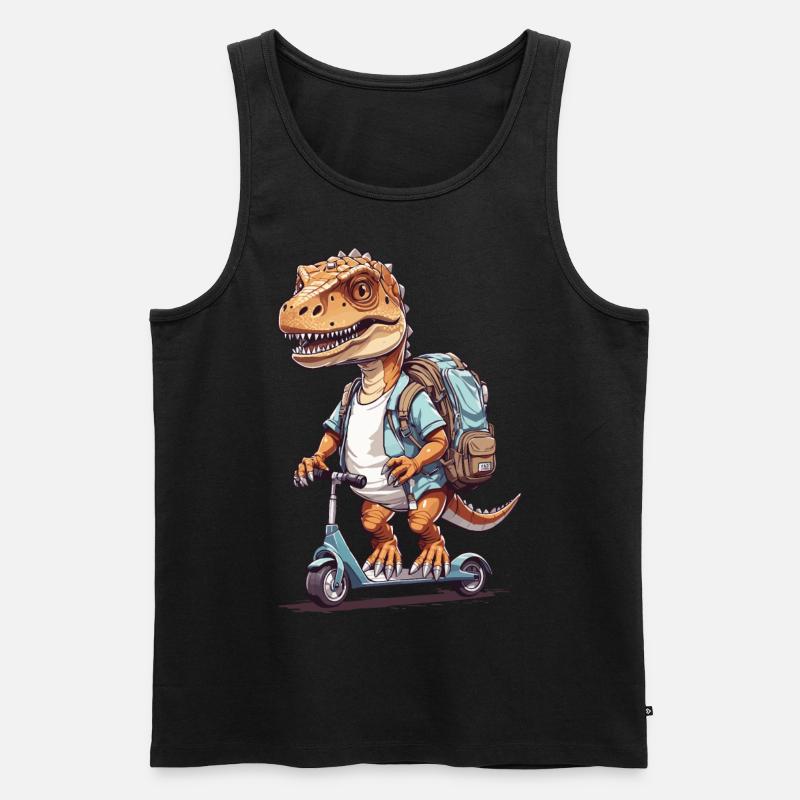 Dinosaurier Schulkind mit Tretroller Design - Männer Premium Bio Tank Top - Schwarz
