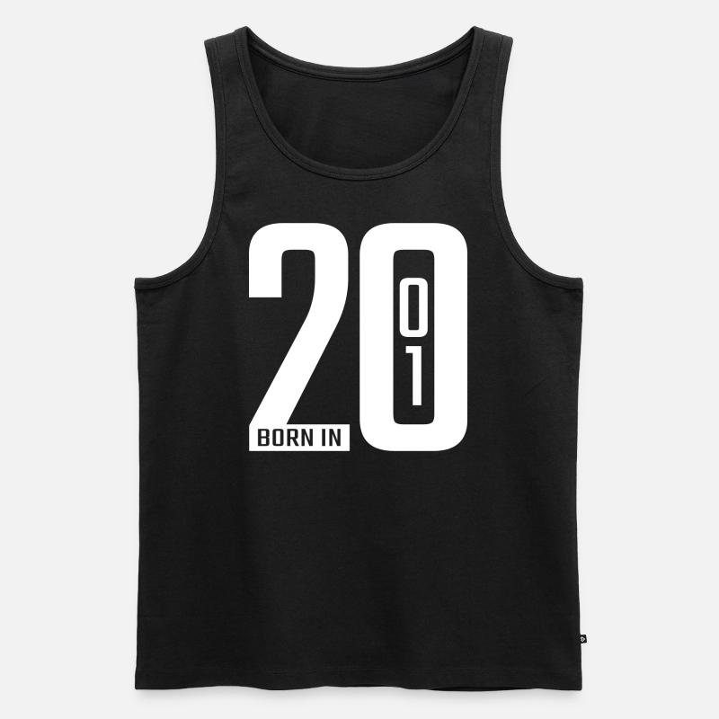Born in 2001 white - Männer Premium Bio Tank Top - Schwarz