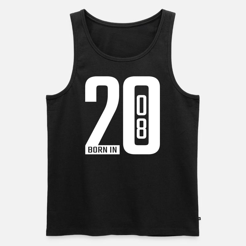 Born in 2008 white - Männer Premium Bio Tank Top - Schwarz