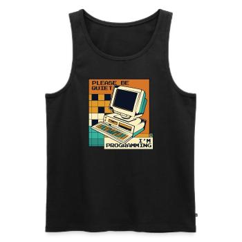 Please Be Quiet Software Engineer Developer - Men's Premium Organic Tank Top - black - Front - AI Model Male 178 light (178cm)