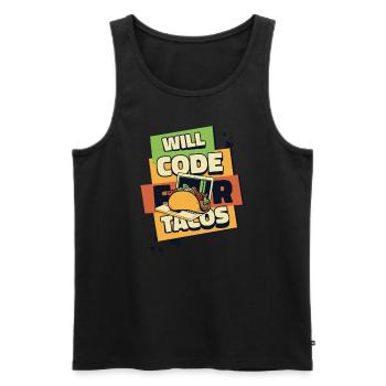 Will Code For Tacos Developer Coder Programmer - Men's Premium Organic Tank Top - black - Front - AI Model Male 178 light (178cm)